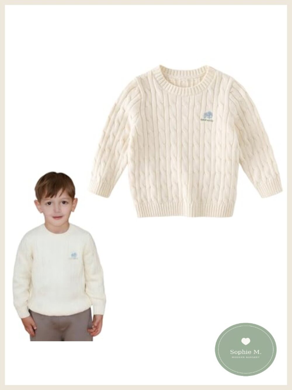 Toddler Girls Cashmere Cotton Cable Knit Crew Neck Pullover Sweater